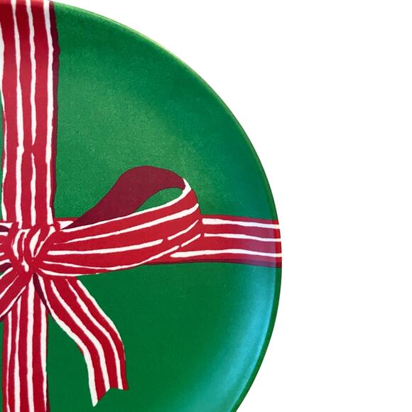 Target Threshold Red Bow Melamine Salad Plates 7in Set of 4 Holiday Green NEW - Picture 10 of 15